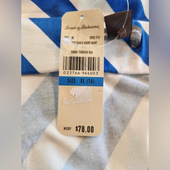 Tommy Bahama Diagonal Stripes White and Blue Jersey Skirt New - Picture 3 of 9